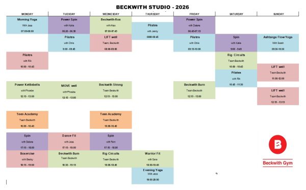 Beckwith Gym class Timetable 2025
